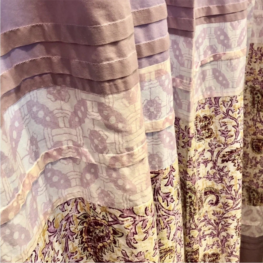 Boho Paisley Shower Curtain Purple Yellow Cotton Blend with Rings